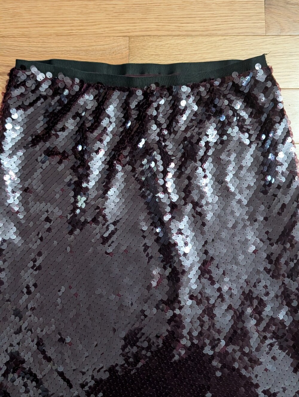 NWT Banana Republic Sequin Midi Skirt Sz 8 Plum Purple Burgundy Vino Rosso - Picture 3 of 7